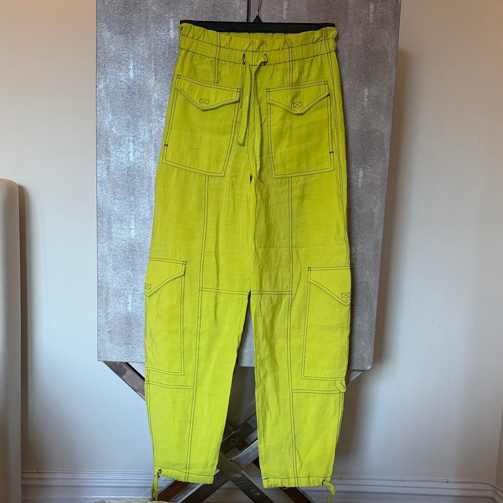 Ganni Neon Yellow Cargo Pants